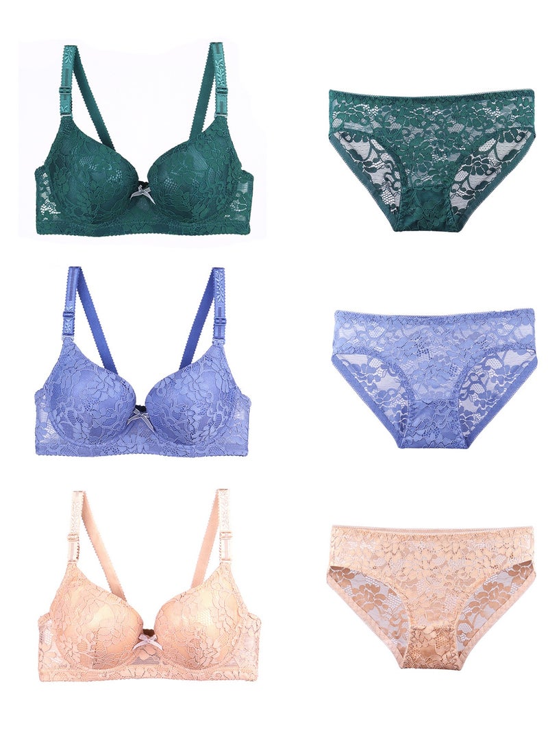 Lace Thin Women's Bra and Panties 6-piece Set  - Image 1