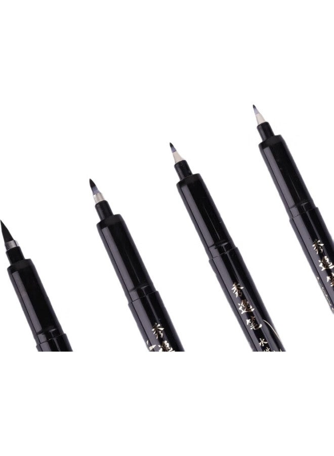 Snowhite Elegant Straight Liquid Small Regular Script Outline Pen, Soft Brush-Style Calligraphy Pen For Practice, Large And Medium Regular Script, Drawing And Art Pen, Soft Drawing Pen, Four Styles, One Each