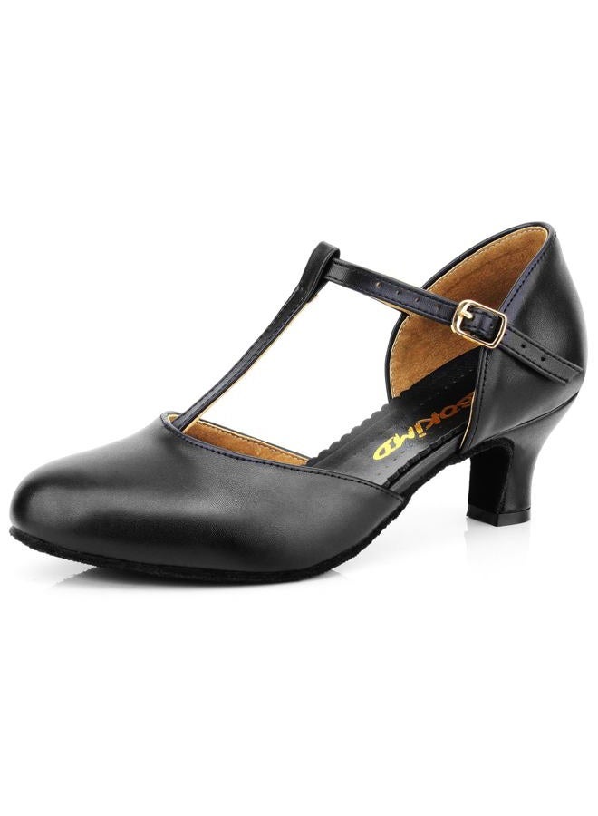 Bokimd Women's T-Strap Latin Salsa Dance Heels Non-Slip Ballroom Character Shoes Wedding Prom Pumps, Black, 8 - Image 1