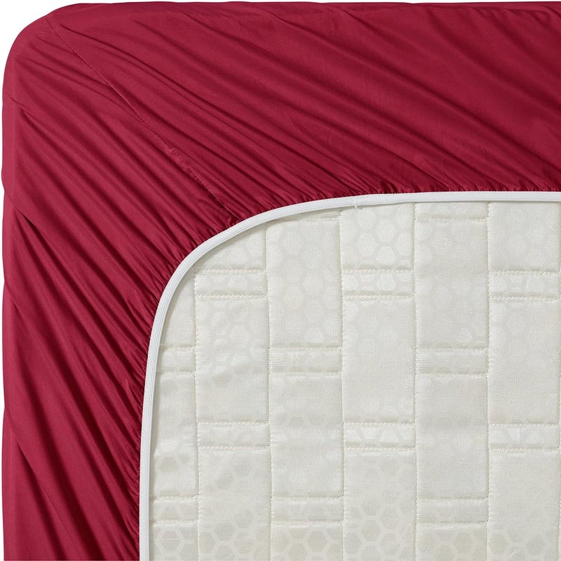 Clara Clark 1800 Premier Series 4pc Bed Sheet Set - King, Burgundy Red - Image 4