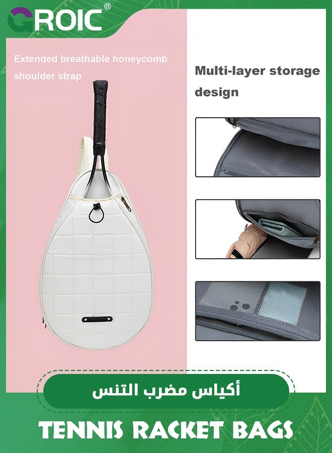 GROIC Tennis Crossbody Bag Chest Shoulder Purse,Water Resistant Padded Quilted Sling Bag for Tennis Racket, Pickleball Paddles, Badminton Racquet - Image 5