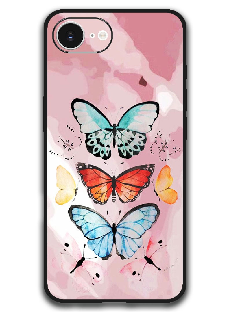 Theodor Case Compatible with Apple iPhone 17e / 16e 6.1 Inch Protection Shockproof Bumper Cover - Butterflies (2) - Image 1