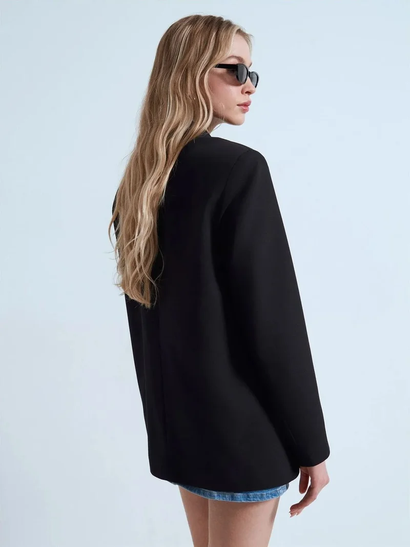 ديلفين DILVIN Women's Long Crepe Blazer Jacket