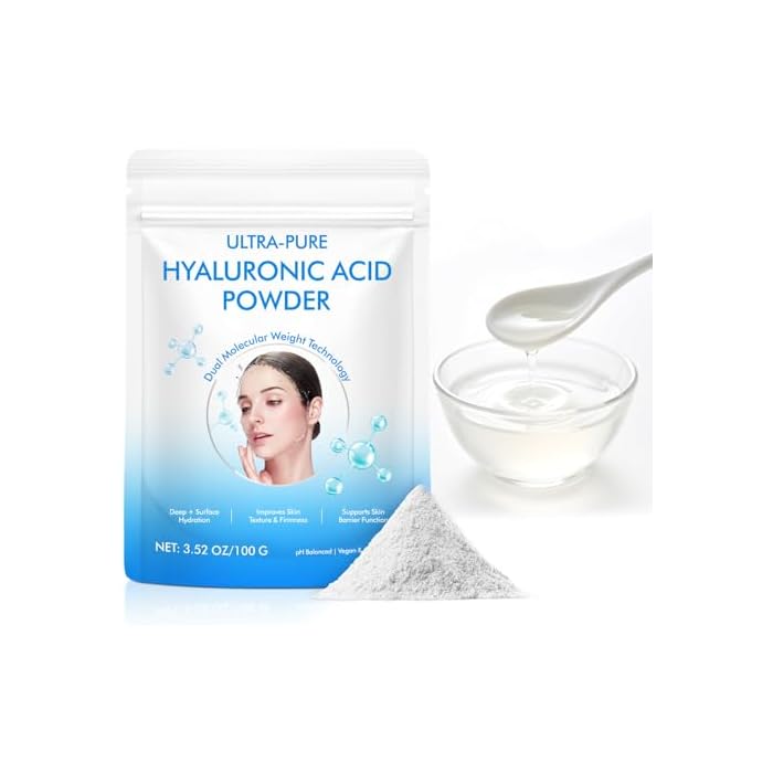 Hyaluronic Acid Powder, Hyaluronic Acid Powder for Face, Water-Soluble Formula, DIY Low Molecular Face Mask for Anti-Aging & Hydration, Micro Ingredients Facial Serum 100g
