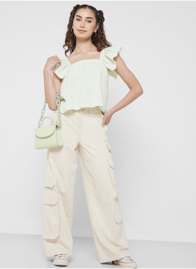 Ginger - Ruffle Sleeves Gingham Top - Image 1