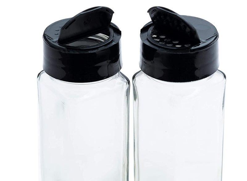 MARMIX 150 ml Clear Glass Jar Spice Holder Dispensers Salt Pepper Square Kitchen Storage Glass Jar for Oregano and Chilly Flakes Dispener with Lid 8 - Image 2