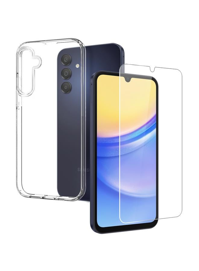 Case For Samsung Galaxy A15 4G / 5G Transparent TPU Phone Case with Tempered Glass Film