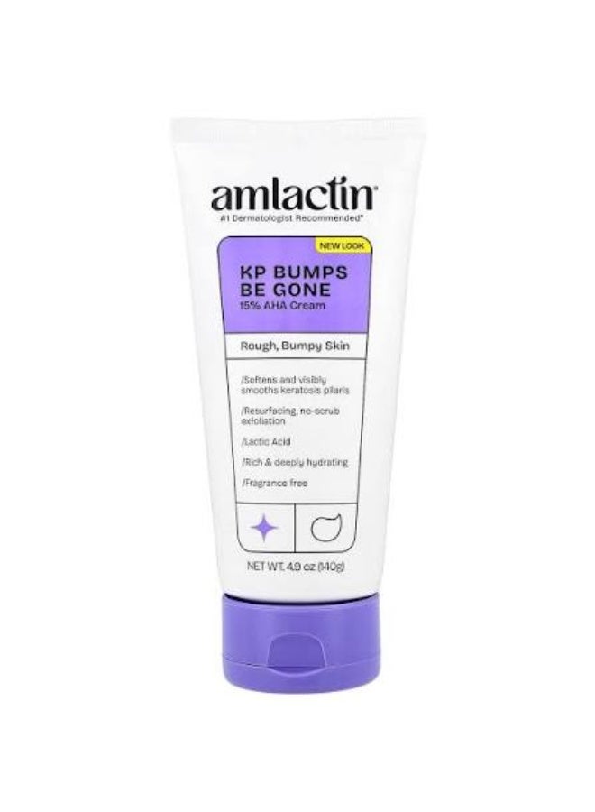 أملاكتين AmLactin، كريم KP Bumps Be Gone بتركيز 15% من أحماض ألفا هيدروكسي (AHA)، للبشرة الخشنة والمصابة بـ "جلد الدجاجة" (التقرن الشعري)، خالٍ من العطور، 140 جم - Image 1