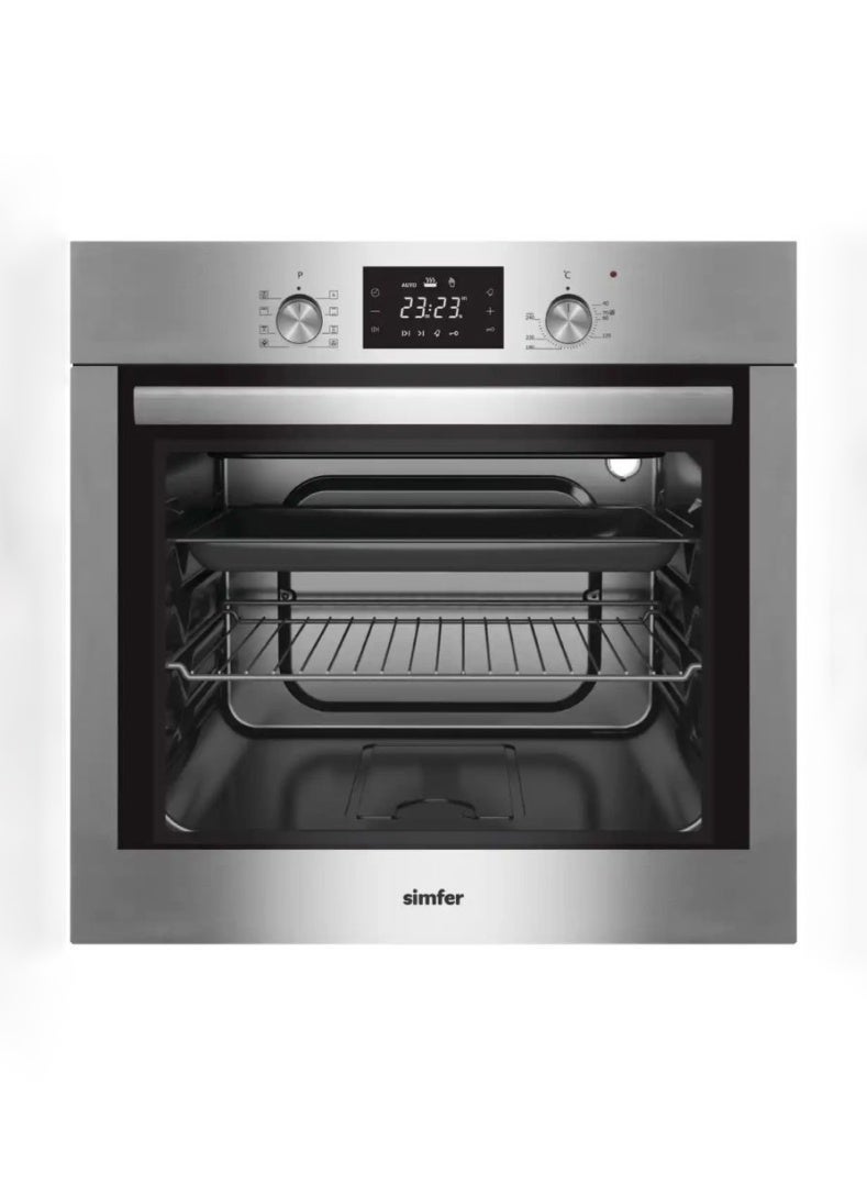 Simfer Electric Built-in Oven 60 cm | 66L Capacity | 7 Cooking Functions | Turbo Fan & Auto Cooling | Digital Timer Display | Double Glass Door Low-E | Stainless Steel Control Panel | SMF608BOE-DTXS - Image 1