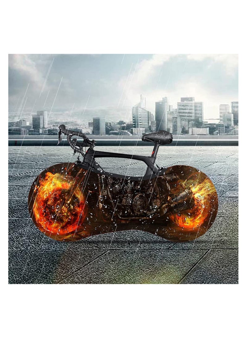 Bicycle Cover Flame Wheel Dust Cover Bicycle Protective Cover with Bicycle Saddle Protection Bicycle Covers Waterproof Dustproof for Travel, Mountain Bike, Bicycle
