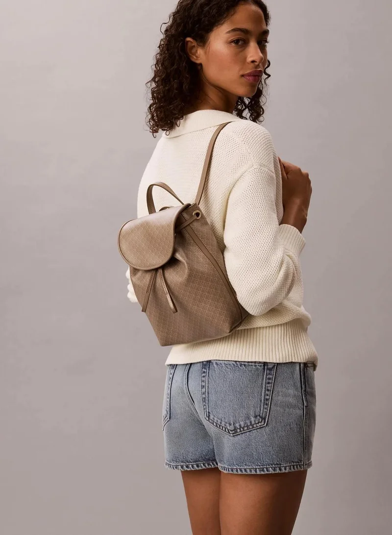 Calvin Klein DESERT TAUPE AOP Allover Emblem Logo Mini Backpack for Women | Best Price UAE