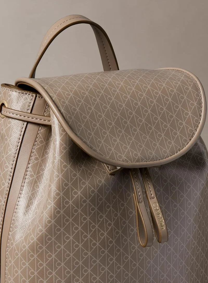 Calvin Klein DESERT TAUPE AOP Allover Emblem Logo Mini Backpack for Women | Best Price UAE