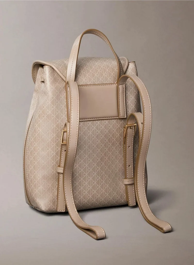 Calvin Klein DESERT TAUPE AOP Allover Emblem Logo Mini Backpack for Women | Best Price UAE
