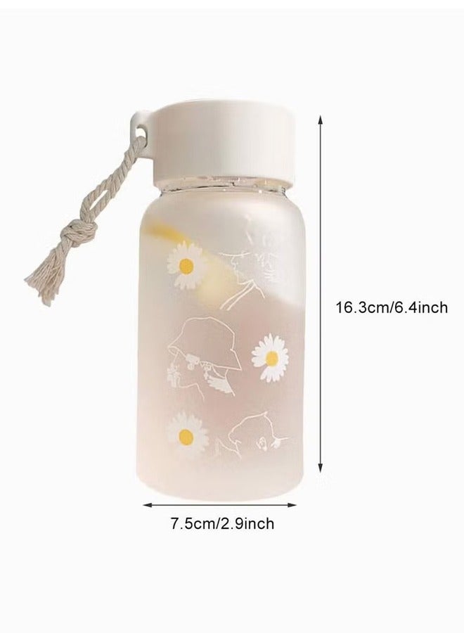 Frosted Water Bottle, Leakproof Portable Small Daisy Transparent Plastic Frosted Travel Tea Cup for Kids, Adults, Gym, School, Sport, Cycling 500 ml - Image 5