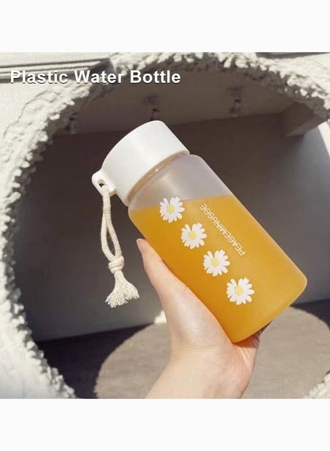 Frosted Water Bottle, Leakproof Portable Small Daisy Transparent Plastic Frosted Travel Tea Cup for Kids, Adults, Gym, School, Sport, Cycling 500 ml - Image 2