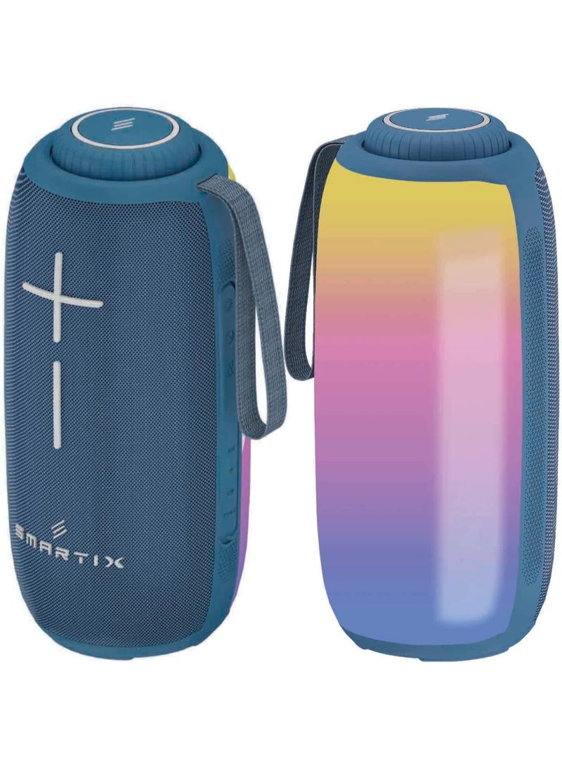 Smartix SoundPod Up Portable Bluetooth Speaker, IPX5 Water Resistant, 10 Meters Transmission, Bluetooth V5.3, Dual Pairing, RGB Light, Support SD Card, AUX, FM Radio (Tower RGB, Blue) - Image 4