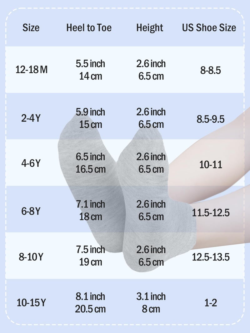 Cooraby 15 Pack Kids' Half Cushion Low Cut Athletic Ankle Socks Boys Girls Ankle Socks - Image 2