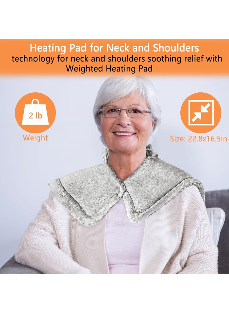 general Neck & Shoulder Weighted Heating Pads, 2 lb Large Neck Heating Pads for Pain Relief, 6 Heat Settings, 4 Timers, Auto Off, Electric Heating Gifts Women's Men's Mom Dad - Image 2