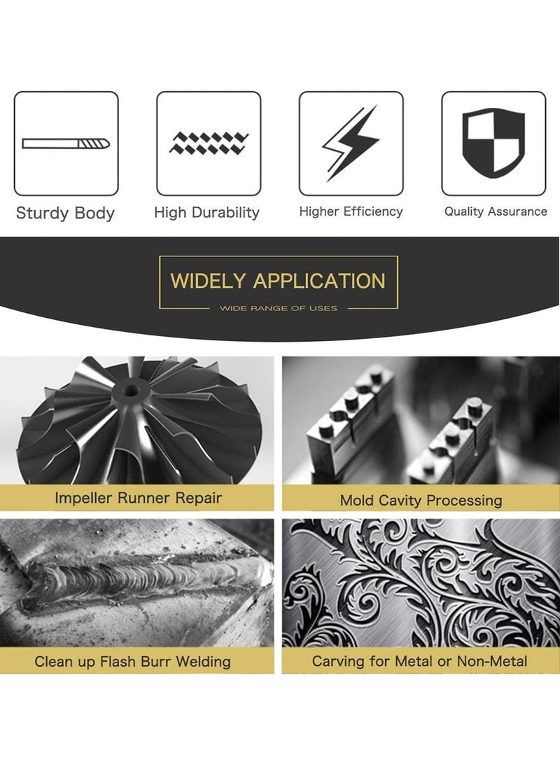 SOLARAE Aluminum Cutting Bits Carbide Burr Set-10 Pieces For Die Grinder Bits Aluminum And Wood Tungsten Carbide burrs Cutter Rotary Burrs Double Cut Set Cutting - Image 4