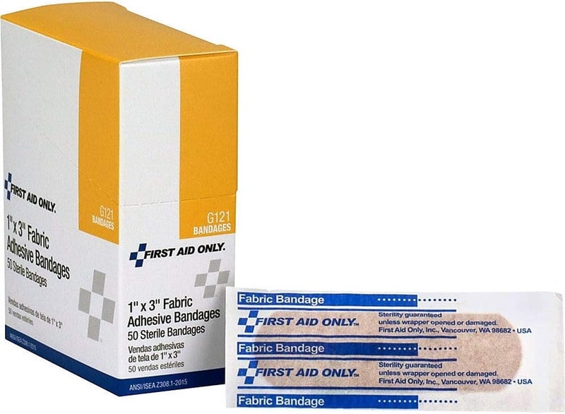 First Aid Only G121: 1"X3" Fabric Bandages, 50/Box