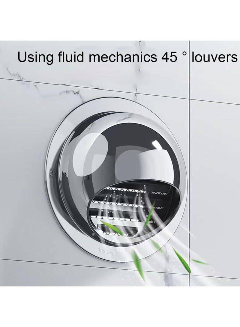 Dryer Vent 4 Inch Exhaust Vent Wall Vent 4 Inch Outlet Stainless Steel Soffit Vents Round Vent Cover for HVAC System Stainless Steel Air Outlet Round Louver Grille with Screen Mesh 2 sets - Image 2