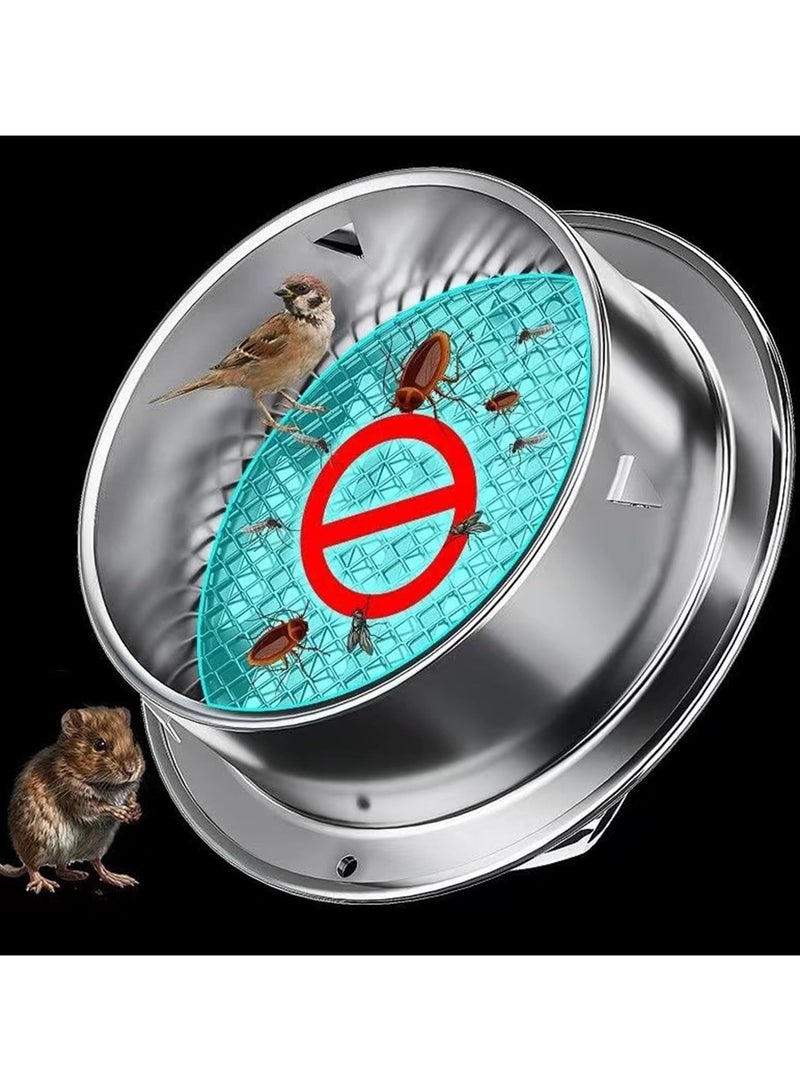 Dryer Vent 4 Inch Exhaust Vent Wall Vent 4 Inch Outlet Stainless Steel Soffit Vents Round Vent Cover for HVAC System Stainless Steel Air Outlet Round Louver Grille with Screen Mesh 2 sets - Image 3