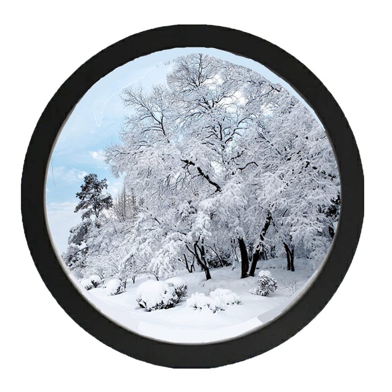 kylucky Round Photo Frame Wooden Wall Hanging Picture Frames for Home Office Wall Decor Black 8 inch