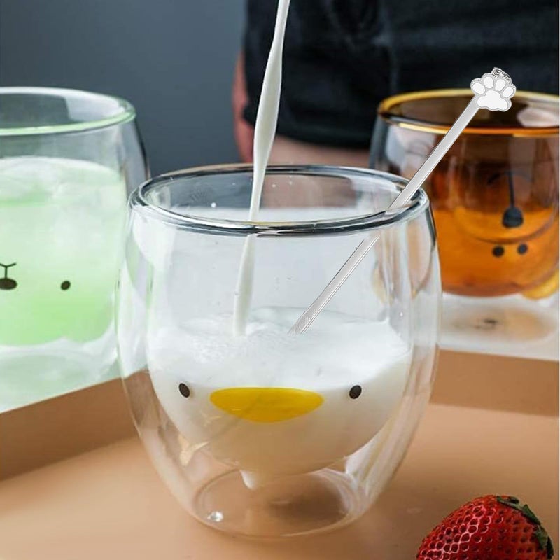 Binoster Duck Mug Cute Mugs Glass Double Wall Insulated Glass Espresso Cup, Coffee Cup, Tea Cup, Milk Cup,Kawaii Gift for Office and Personal Birthday Christmas (Duck) - Image 3