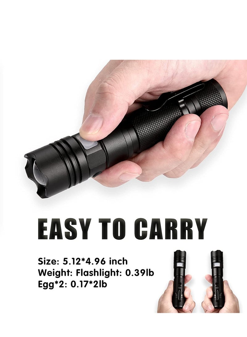 SOLARAE Led Rechargeable Flashlight, Super Bight Handheld Flashlights with 5 Modes, 2 Packs Zoomable Torch Light Prepare Emergency for Outdoor Camping Power Cut Safety [Energy Class A+++] - Image 2