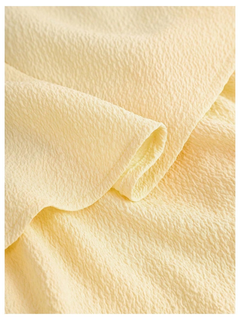 SHENHE Girl's Smocked Ruched A Line Swing Dress Layered Tie Shoulder Flowy Cami Short Dress Mustard Yellow 14 Years - Image 3