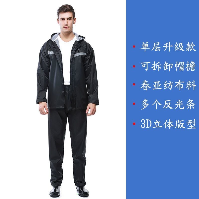 PureJoy New Full-Body Waterproof Raincoat and Pants Set with Reflective Strips for Delivery Riders