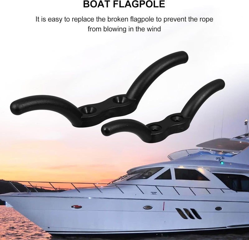 2 Pcs Nylon Flagpole Cleat Hook Rope Fixing Set 113mm 152mm Sturdy Outdoor Flagpole Hardware for Patio and Lawn - Image 3