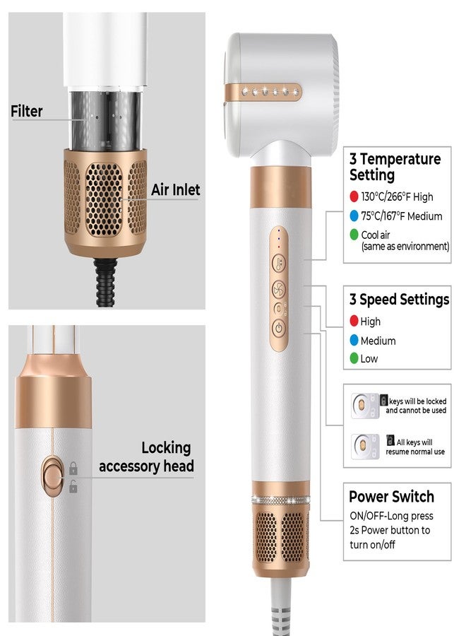 Yitrust Blow Dryer Brush 7 in ONE，Autowrap Curling Wand, 110,000 RPM High-Speed Negative Ionic Hair Dryer with Diffuser Concentrator, Round Brush Blow Dryer Air Styler, Volumizing Hair Styling Tools - Image 5