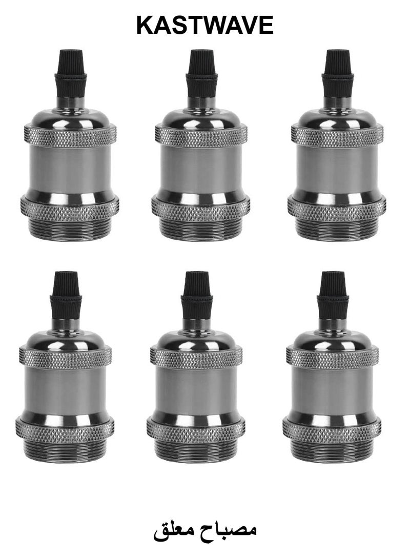 KASTWAVE E26/E27 Pendant Light Fitting, 6 Pack Vintage Pendant Light Fitting, Retro Industrial Style E26/E27 Lamp Holder, Fitting Kit for DIY Suspension Chandeliers Modern Hanging Lampe - Image 1