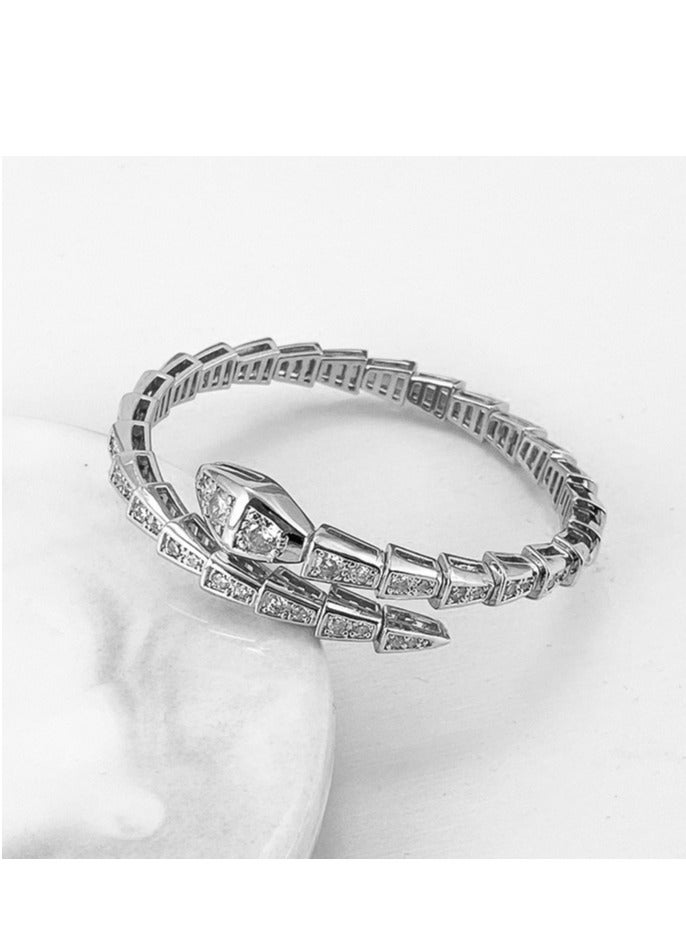 Kenzs Women's Light Luxury Snake Bracelet Silver