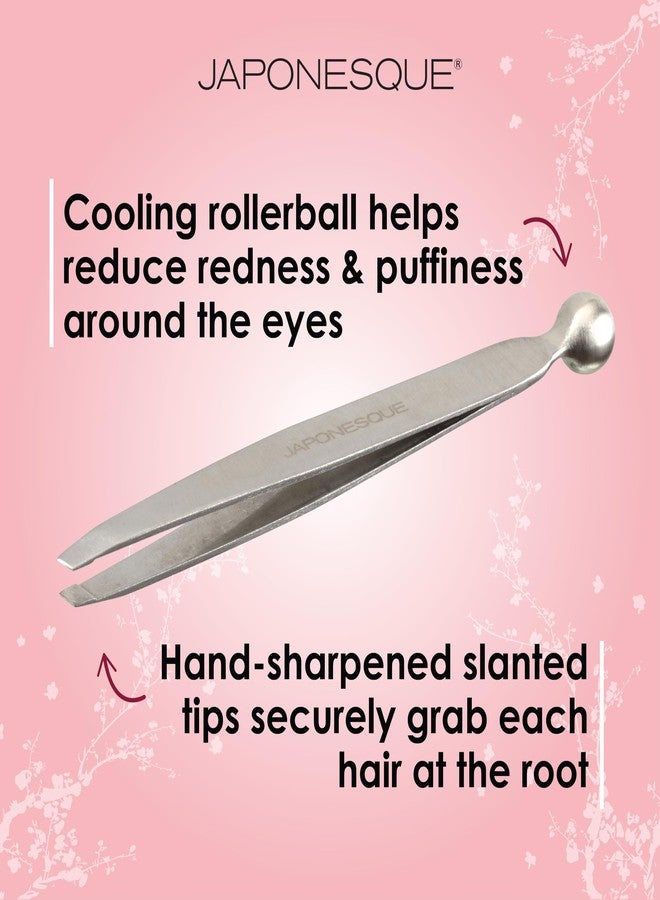 JAPONESQUE Shape & Soothe Tweezer, 2-in-1 Tool, Slant Tweezer for Shaping & Defining Brows & Eye Soother for Reducing Puffiness - Image 5