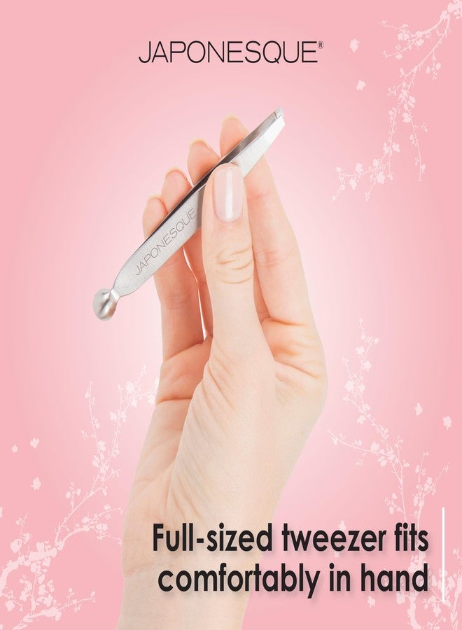 JAPONESQUE Shape & Soothe Tweezer, 2-in-1 Tool, Slant Tweezer for Shaping & Defining Brows & Eye Soother for Reducing Puffiness - Image 4