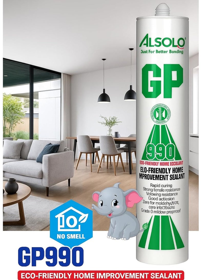 DUCHIC Duchic ALSOLO GP990 Home Improvement Sealant,[ PACK 3], Rapid Curing, Strong Tensile Resistance, Zero Formaldehyde (COLOR WHITE) specially for Duct sealing & grooting  - Image 2