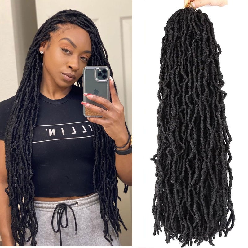 LMZIM 26 Inch Soft Locs Crochet Hair 7 Packs Faux Locs Crochet Hair Pre Looped Goddess Locs Crochet Braids Hair For Black Women 1B - Image 1