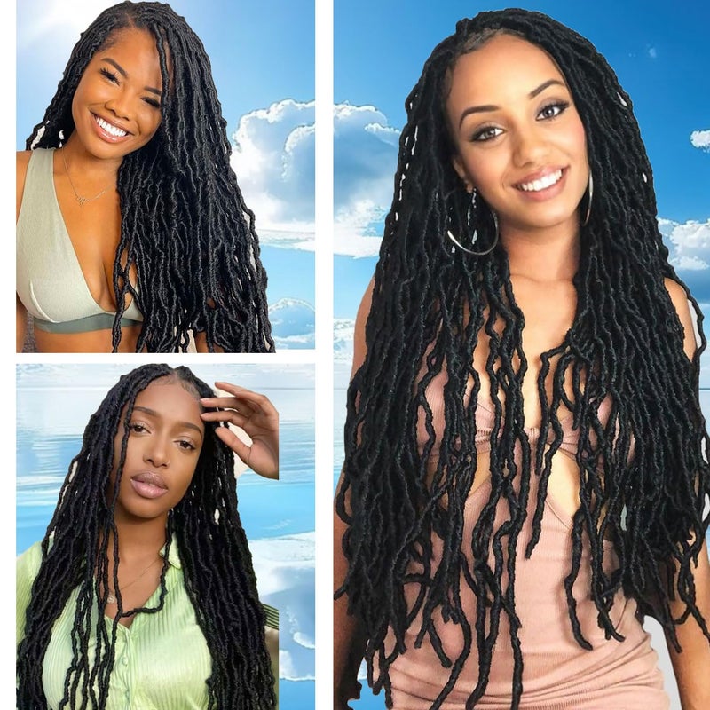 LMZIM 26 Inch Soft Locs Crochet Hair 7 Packs Faux Locs Crochet Hair Pre Looped Goddess Locs Crochet Braids Hair For Black Women 1B - Image 4