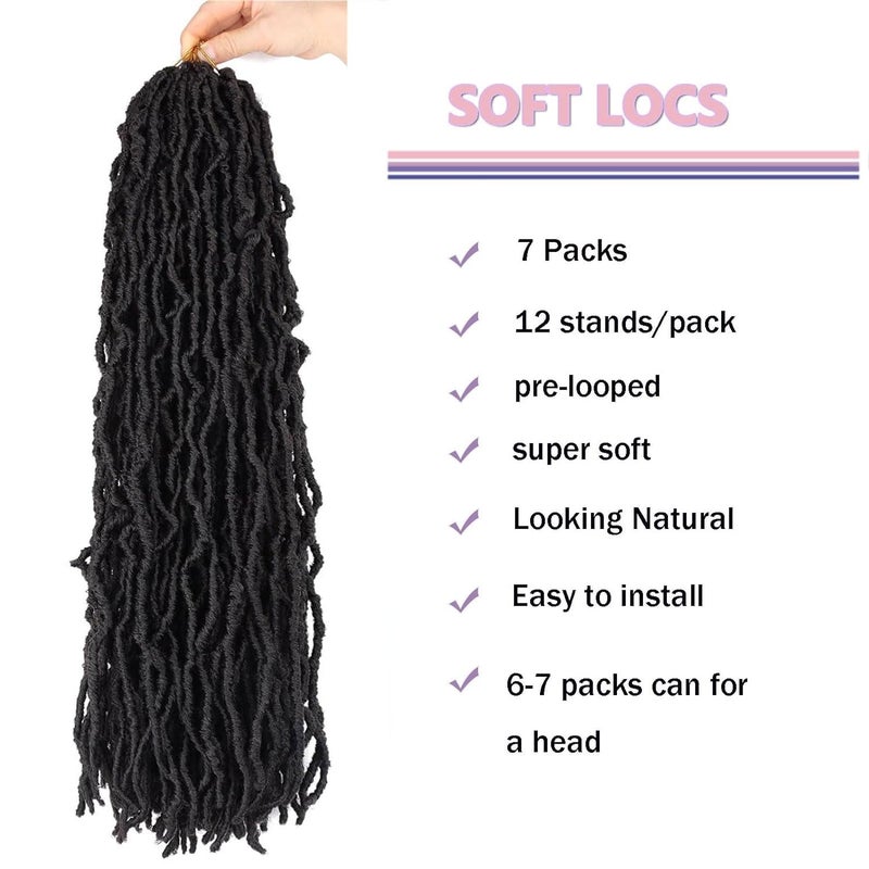 LMZIM 26 Inch Soft Locs Crochet Hair 7 Packs Faux Locs Crochet Hair Pre Looped Goddess Locs Crochet Braids Hair For Black Women 1B - Image 2