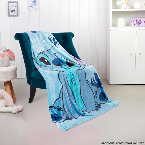 Disney Stitch Throw Blanket Soft Fleece Blanket Bedroom Accessories 59 x 51” (Light Blue Stitch) - Image 4