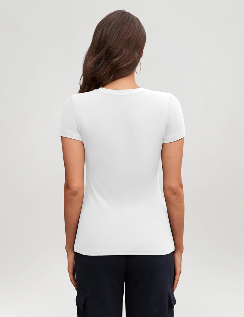 CE' CERDR 3/5 Pack Womens T Shirts Crew Neck Short Sleeve Shirts for Women Casual Basic Fitted Stretchy Tee Tops - Image 5