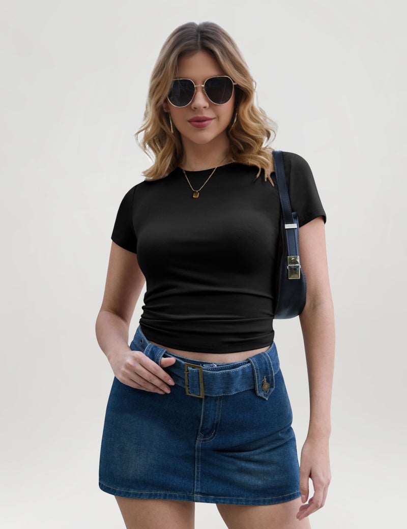 CE' CERDR 3/5 Pack Womens T Shirts Crew Neck Short Sleeve Shirts for Women Casual Basic Fitted Stretchy Tee Tops - Image 2