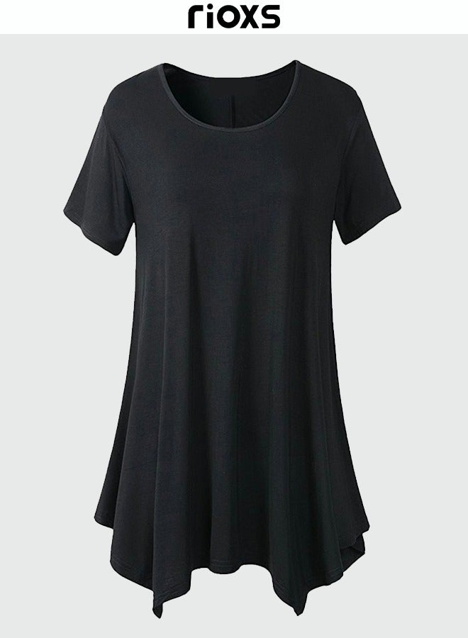 RIOXS Women's Short Sleeve T-Shirt Round Neck Basic Top Casual Blouse  - Image 5