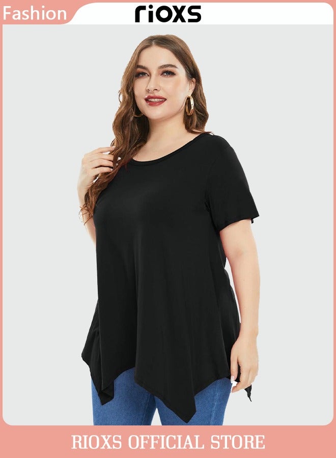 RIOXS Women's Short Sleeve T-Shirt Round Neck Basic Top Casual Blouse  - Image 3