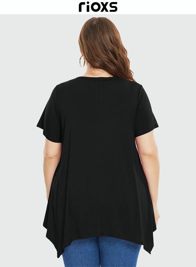 RIOXS Women's Short Sleeve T-Shirt Round Neck Basic Top Casual Blouse  - Image 4