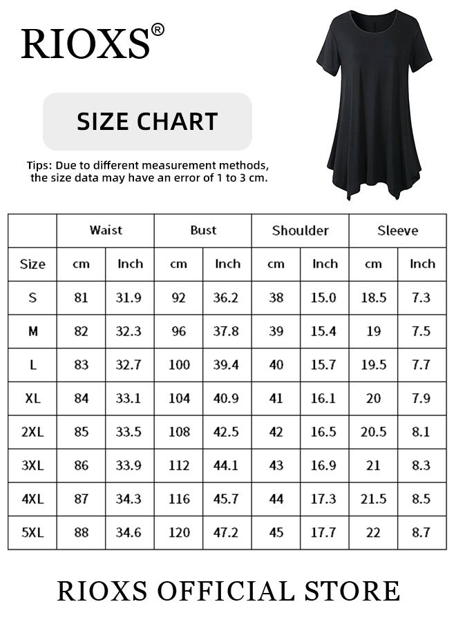 RIOXS Women's Short Sleeve T-Shirt Round Neck Basic Top Casual Blouse  - Image 2