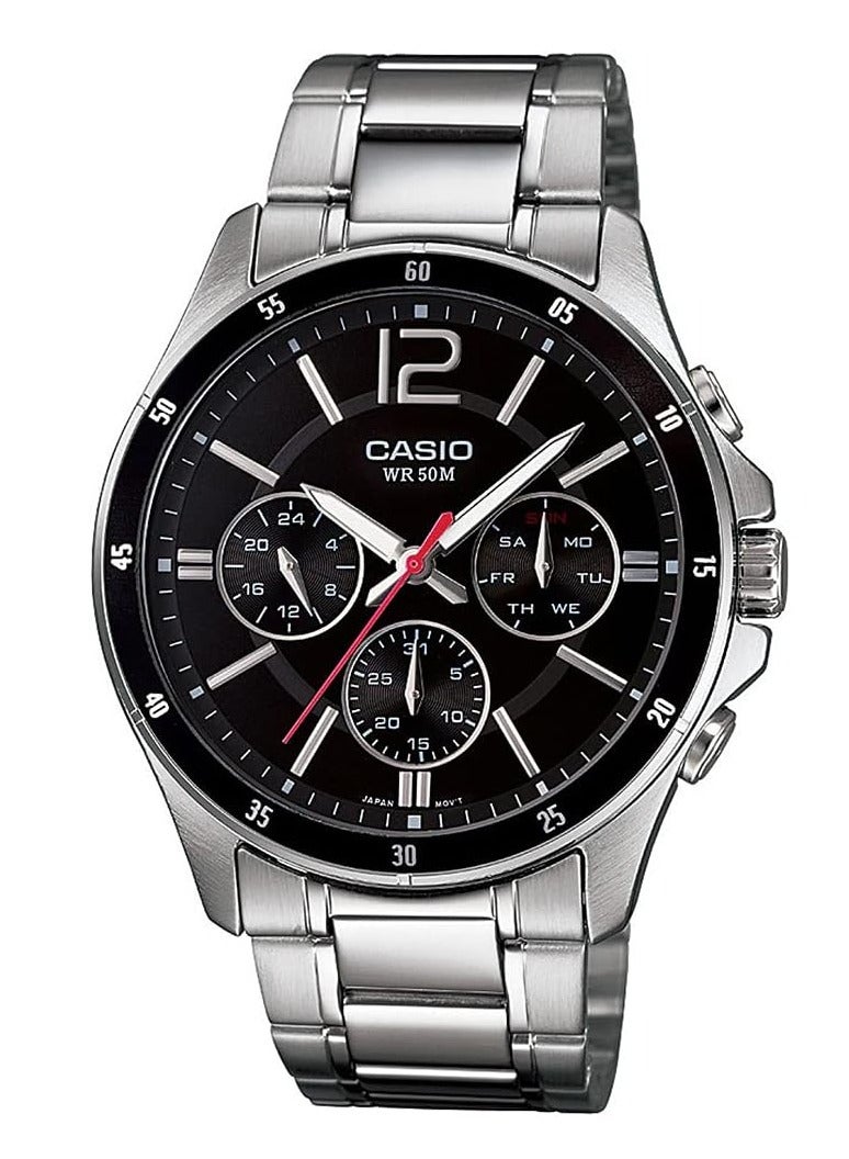 CASIO Men's Water Resistant Chronograph Watch MTP-1374D-1AVDF - 44 mm - Silver - Image 1