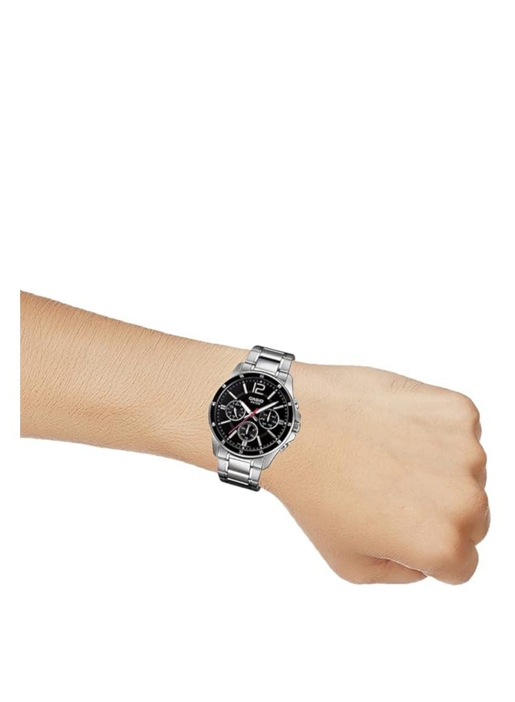 CASIO Men's Water Resistant Chronograph Watch MTP-1374D-1AVDF - 44 mm - Silver - Image 5